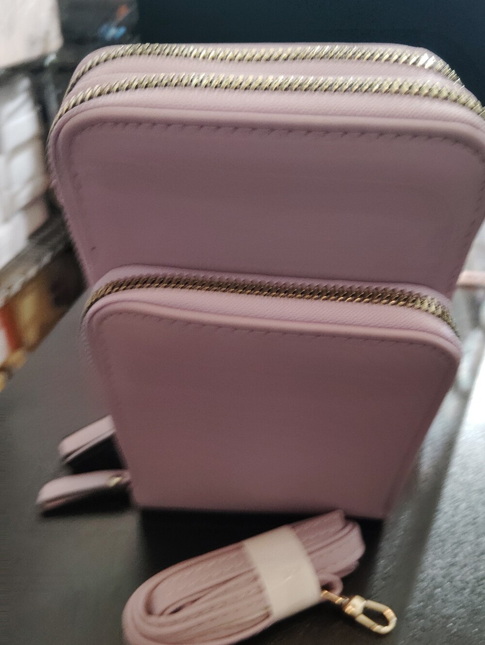 Women's Zip Crossbody Bag in Light Pink